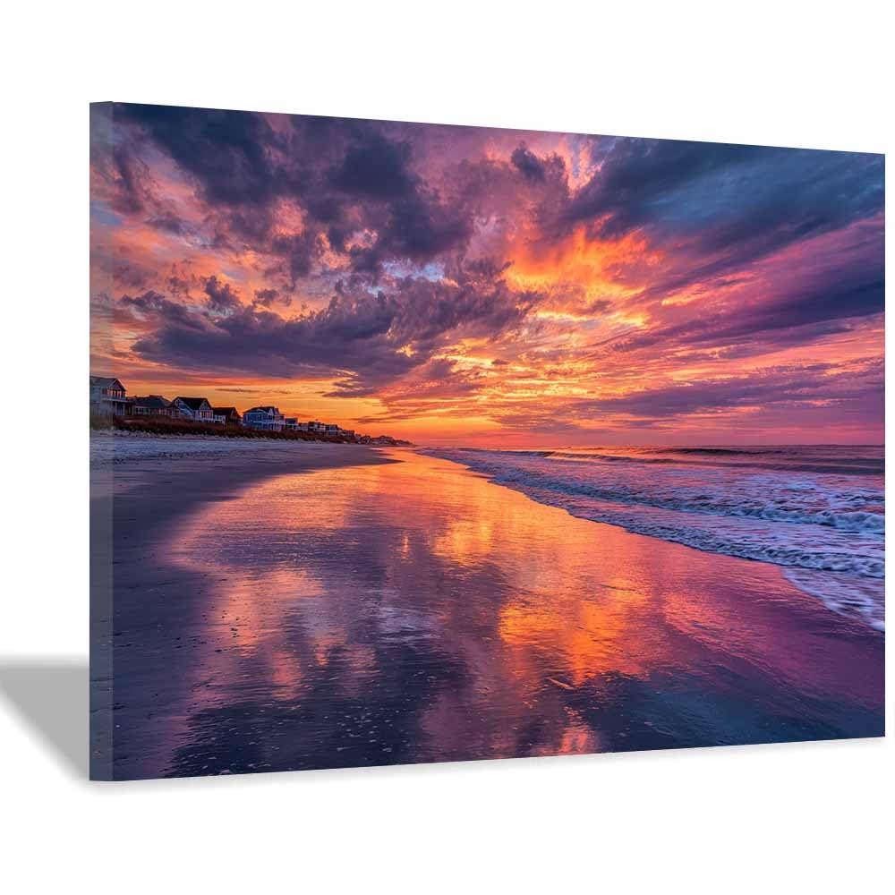 HOQIU Wall art for home decor Sunset Beaches es Reflection canvas artwork for wall, art prints, For living room, bedroom, bathroom, dining room, painting and decor.(Multicolor)-70x100cm Framed
