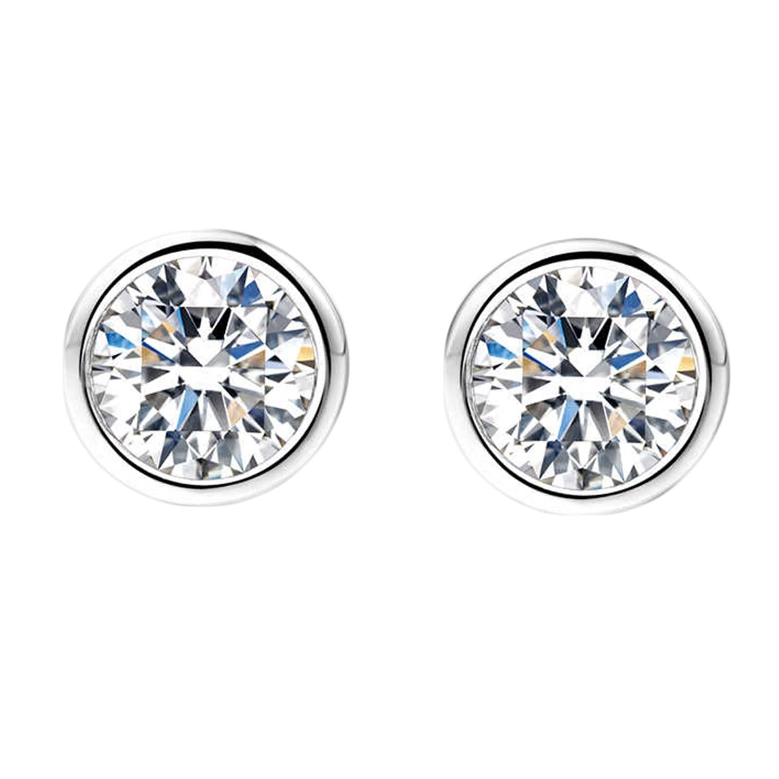 Pendientes de fiesta, aretes de tuerca para mujer, simples con diamantes de forma redonda, oro blanco de 9 quilates, 14 y 18 quilates