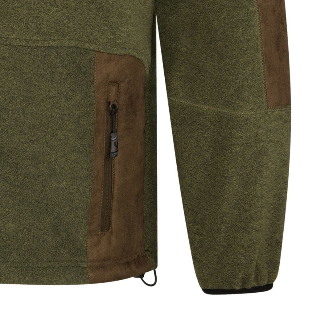 HUBERTUS Zabelstein - Chaqueta de caza de forro polar para hombre con ribete en hombros y codos, color marrón oliva