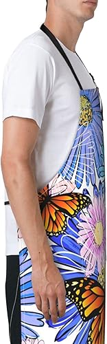 Miniatura 6 de Delantal de cocina con 2 bolsillos para mujeres y hombres, ajustable, impermeable, para pintura de chef, delantal unisex