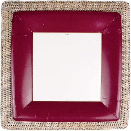 Miniatura 4 de Caspari Platos cuadrados de papel desechables de grogrén en arándano, 8 por paquete