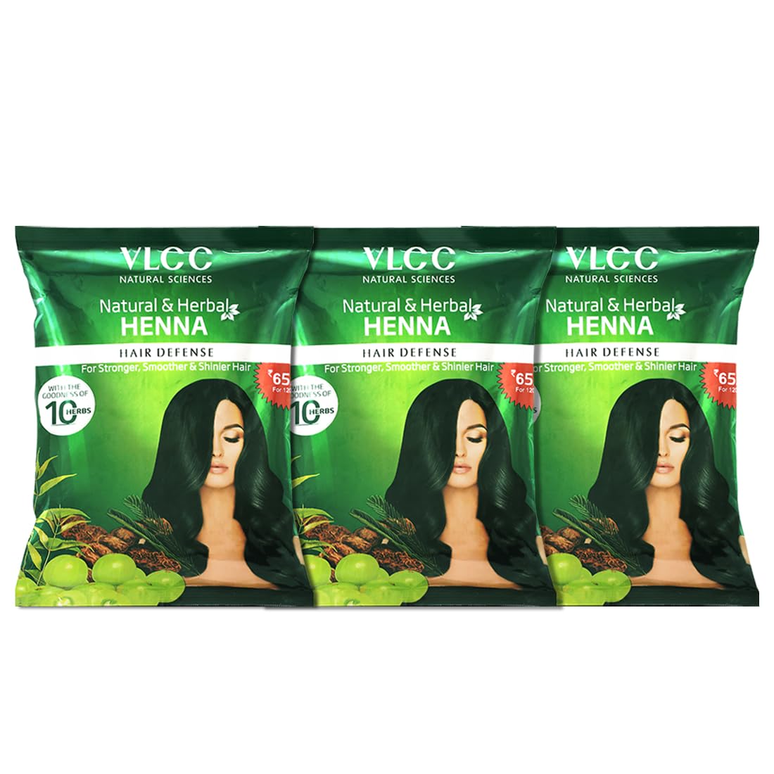 VLCC Henna Hair Color Powder | 100% Natural Herbal Hair Dye | Covers Gray, Strengthens & Nourishes Hair | No Ammonia, No Chemicals | Long-Lasting Color & Shine | 4.23 Oz/120gm (Pack of 3)