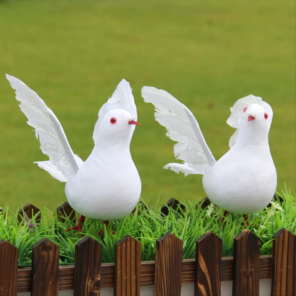 Amazon.co.jp: 白い鳩人工平和鳩鳥ホームガーデン結婚式の装飾模倣鳥