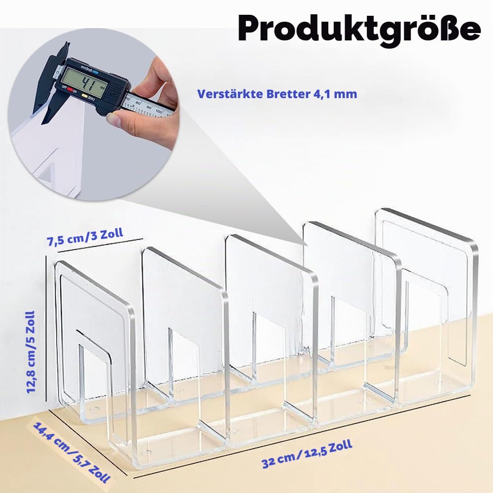 4 Packung klar Acryl Datei Sorter, 4 große Schlitze Schreibtisch Veranstalter, Desktop-Datei Ordner Halter Veranstalter, Büro Storage Stand Rack für Buch, Geldbeutel, Handtasche, Umschläge