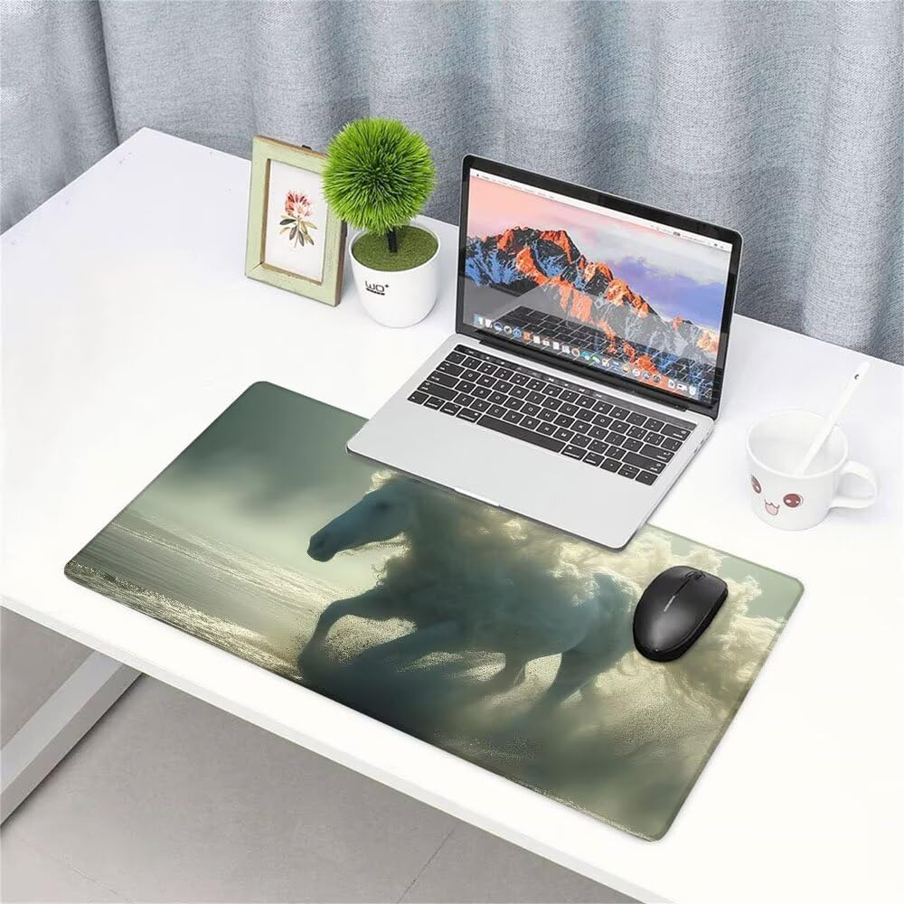 Tappetino Mouse Gaming xxl Accessori Scrivania Ufficio Grigio Cavallo Grande Tappetino Mouse e Tastiera Sottomano da Scrivania 1200x600x3mm Base Antiscivolo, per PC Gamer Laptop Studio Casa d-680