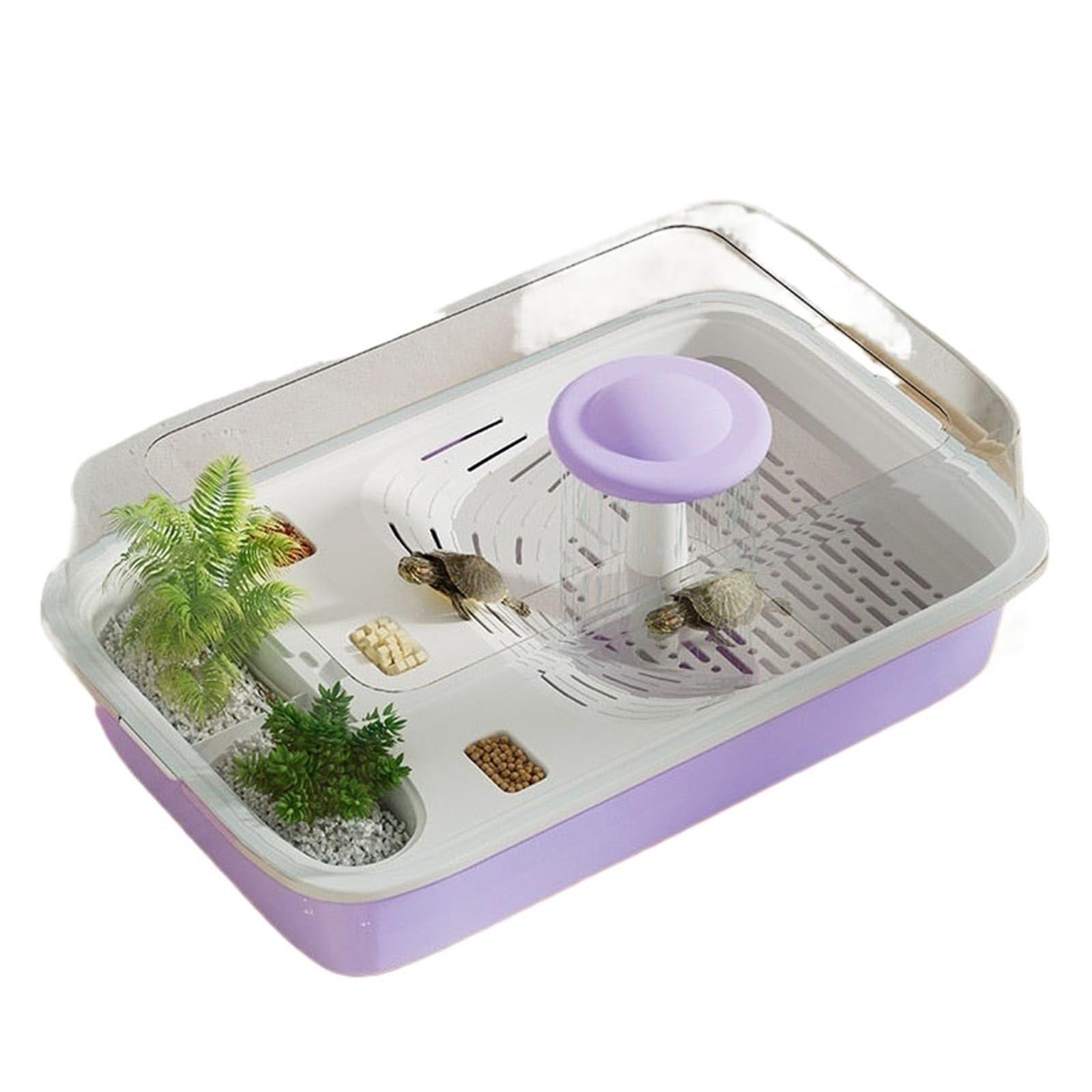 Siedlisko terrarium Zbiornik do karmienia żółwi użytku domowego z zadaszonym stołem wspinaczkowym i blatem Terrarium akwariowe(Purple)