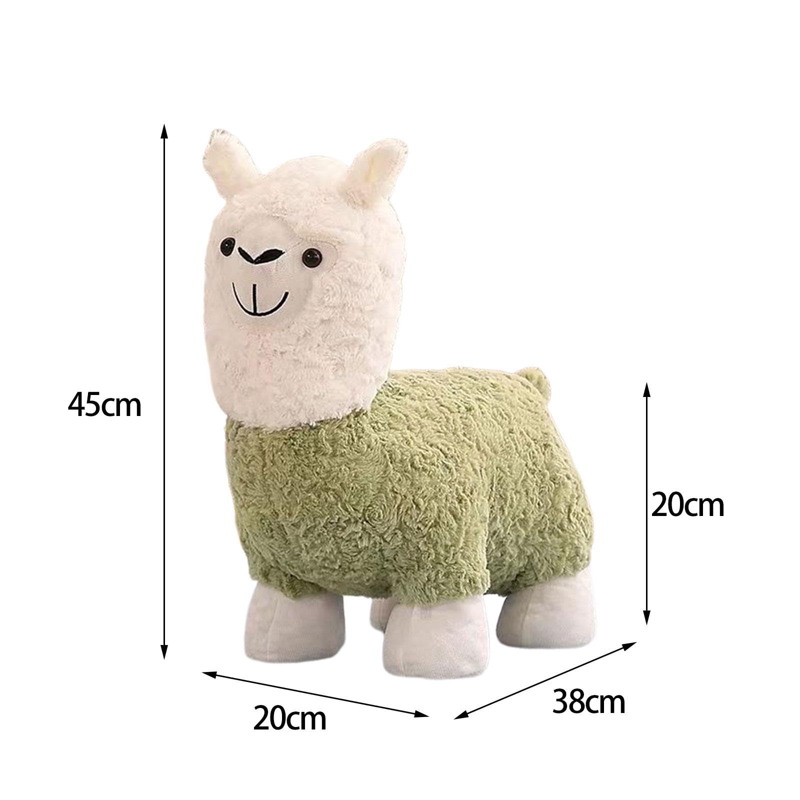 perfk Taburete de Alpaca, taburetes de Animales Bonitos, Animal Relleno, Asiento Acolchado portátil, reposapiés otomano de Animales, Taburete otomano para, Verde