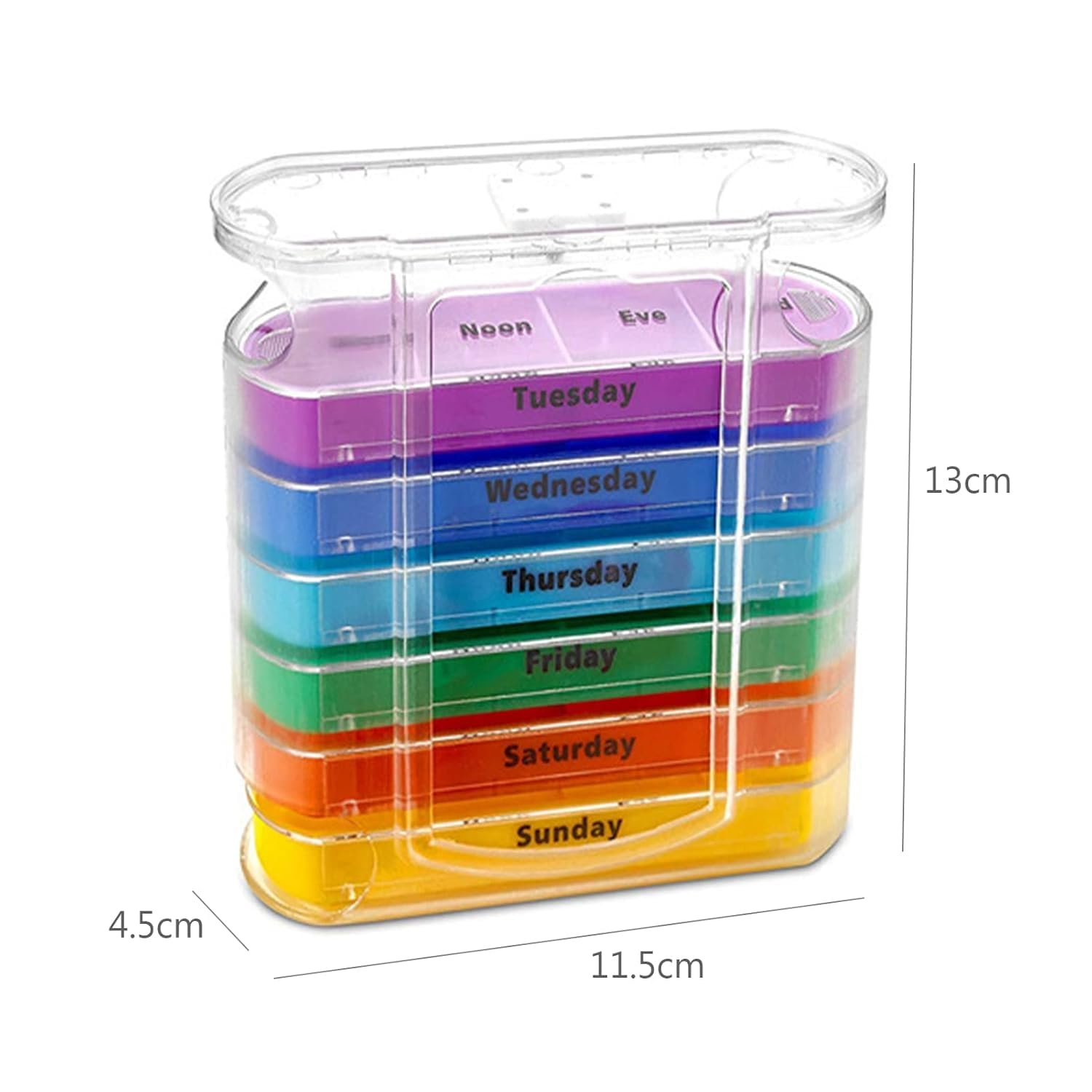 INKULTURE 7 Day Pill Box Organizer, Hard Case with Embedded Magnet, 7 Stackable Trays, Perfect for Travel and Home Use | Multicolor | 01 Pcs - Image 7 thumbnail
