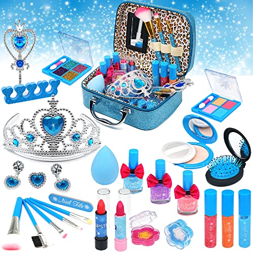 Kids Makeup Kit for Girl - Washable Real Make-up Kit Toy for Little Girls, Toddler Make up & Non-Toxic Cosmetic Set, Play Pretend Dress Up Starter, Age 4 5 6 7 8 Year Olds Child Birthday Gift