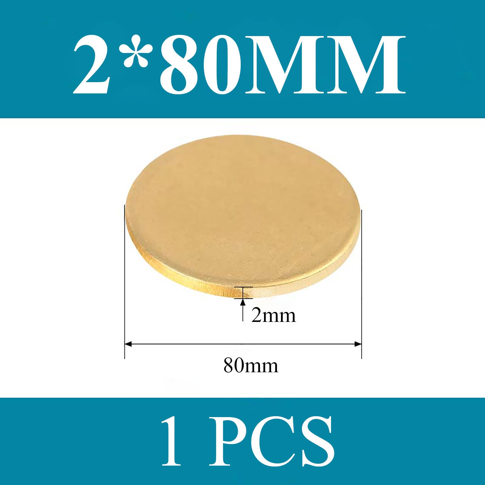 COYOUCO Brass Round Plate Sheets, 2Mm Thickness X70/75/80Mm Diameter H62 Brass Metal Sheet for Crafts, Models, Repairs,2 * 80mm