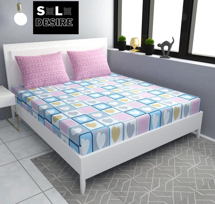 Solo Desire Super King Size All Around Elastic Fitted Cotton Bedsheets for Double Bed Fits Upto 12 inch Mattress with 2 Pillow Cover(72x78+12 inch) (B0CK9M9CN1) Amazon Price History, Amazon Price Tracker