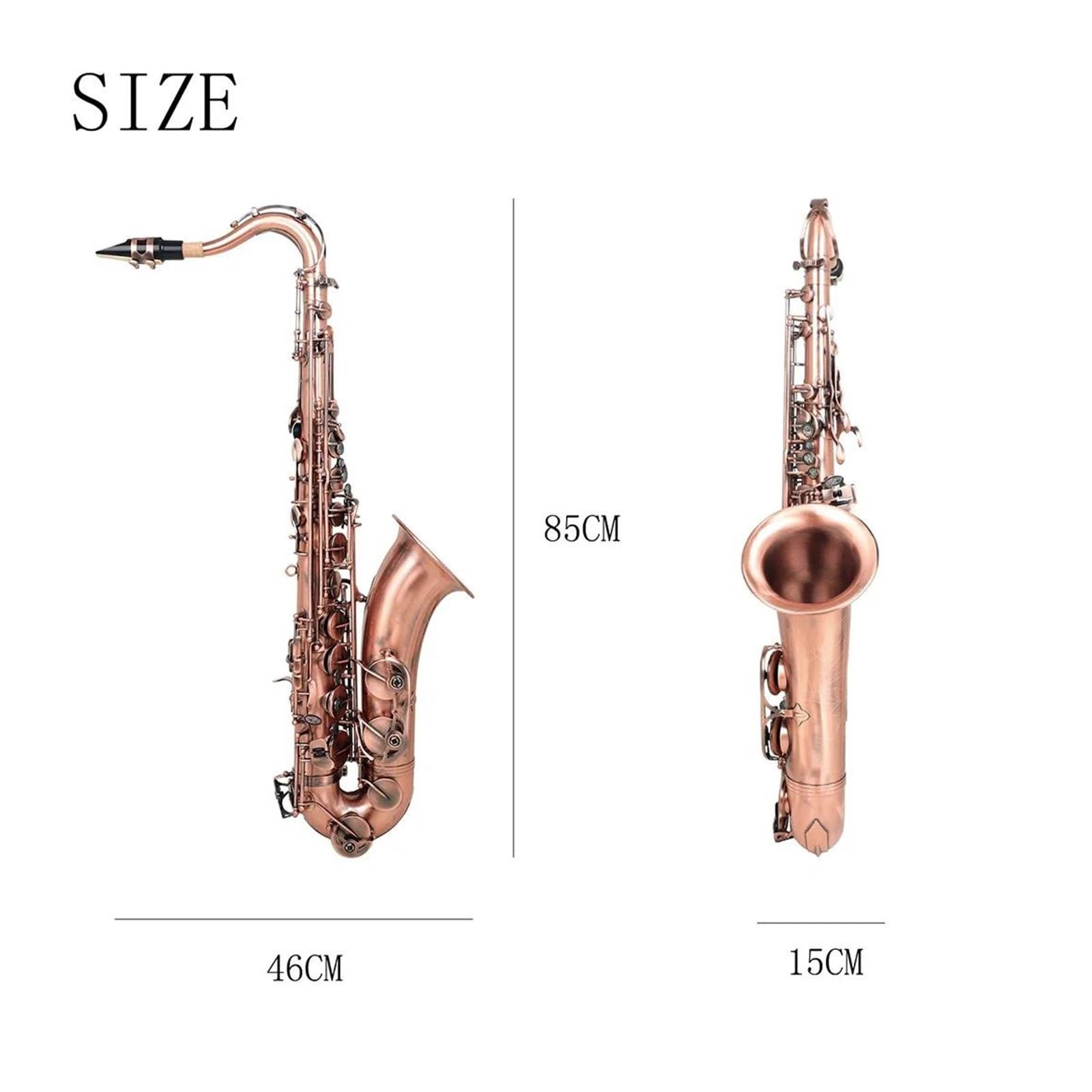 Saxofón Tenor Antiguo Rojo Profesional Instrumento De Viento Metal En Si Bemol Con Caja Y Accesorios De Boquilla Saxofón