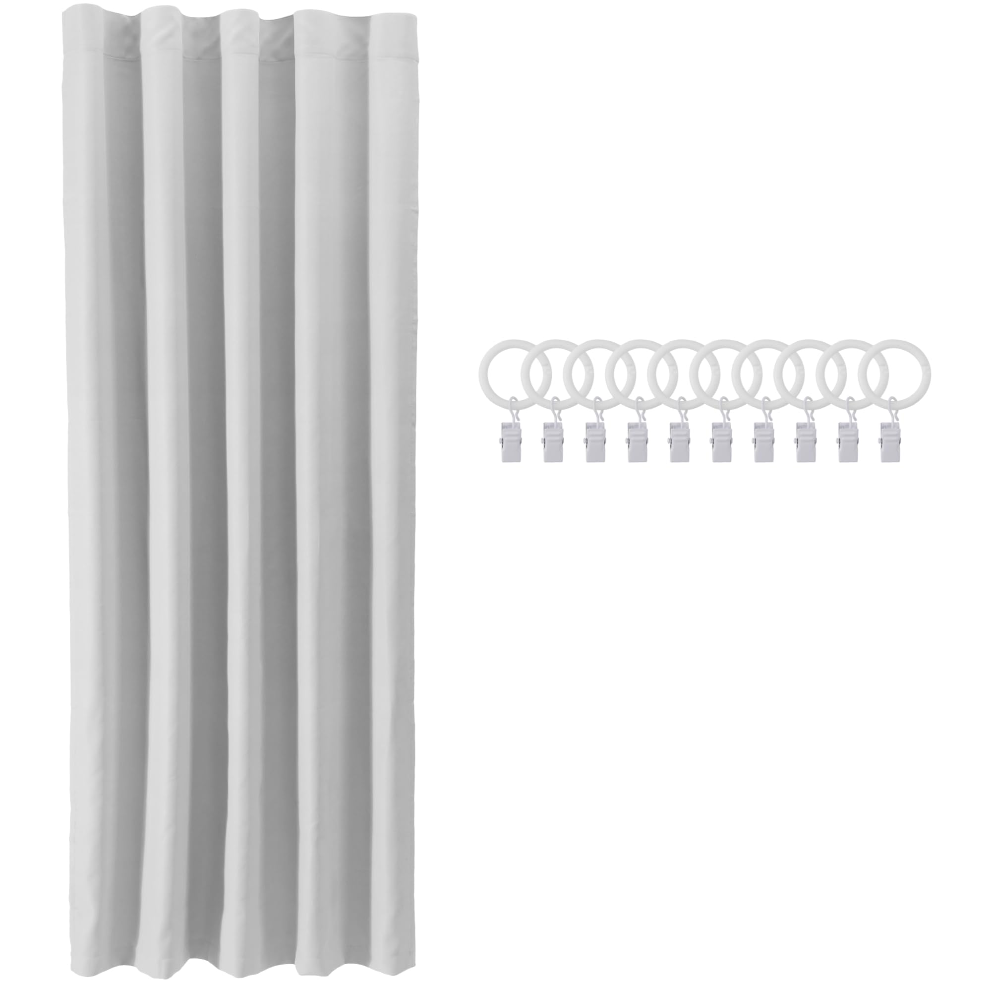 JEMIDI Cortinas Termicas - Cortinas Opacas Termicas Blancas de Protección para el Frío 140 x 240 cm - Forro Termico para Cortinas con Ganchos - Anillos 2,5 cm diámetro - Blanco