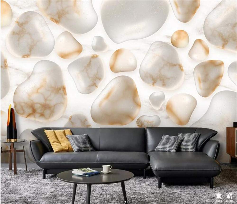 Papier peint marbre 3D 400x280 cm pour habillage mural de salon WLLLO
