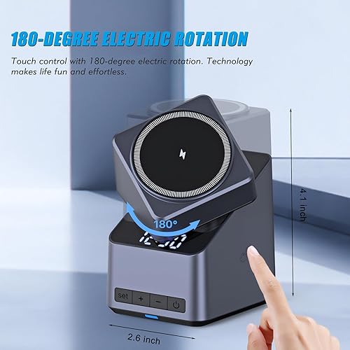 Miniatura 3 de Estación de carga 4 en 1 compatible con Magsafe, soporte de cargador inalámbrico rápido de 15 W con reloj LED, soporte de teléfono Metel ajustable