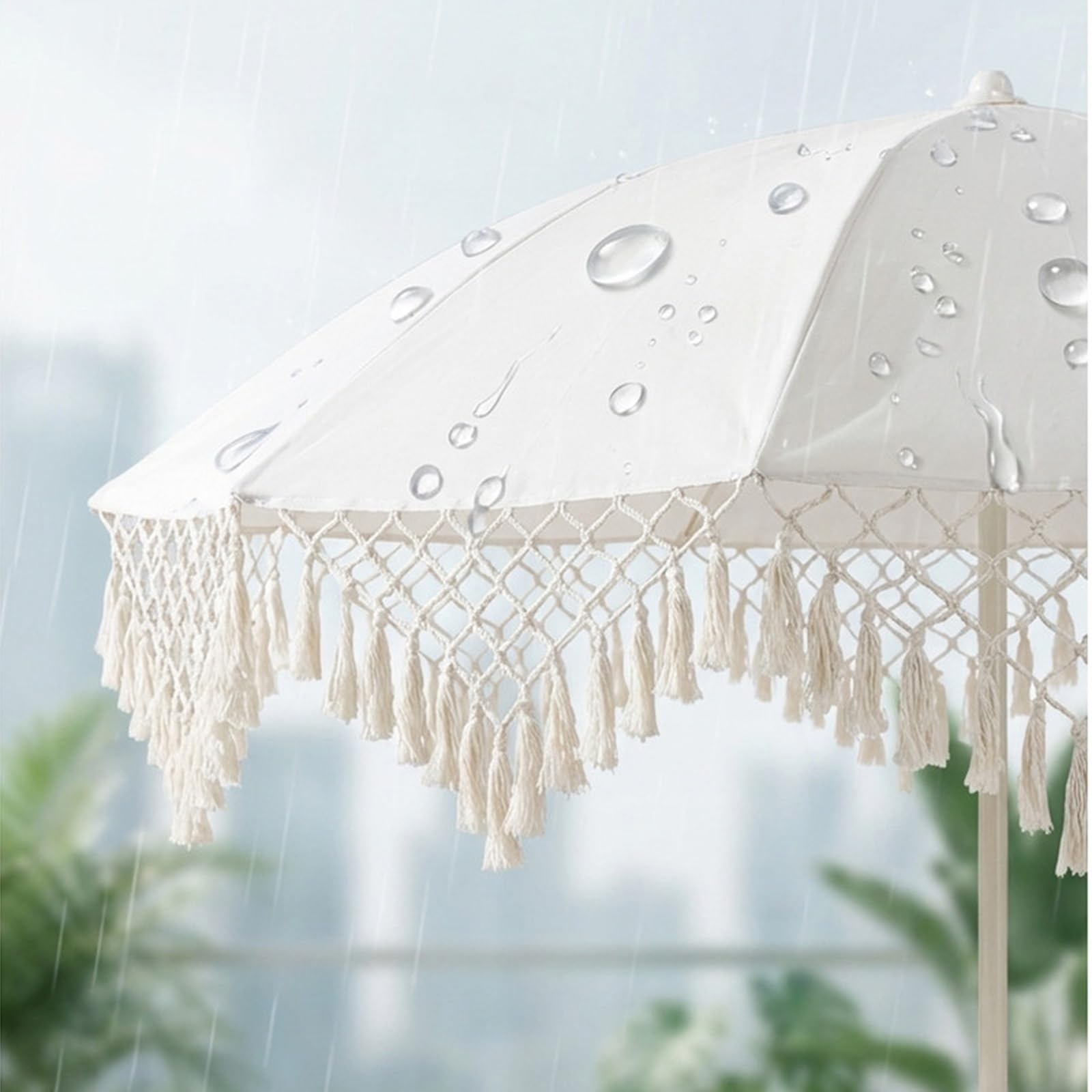 Bawełniany Trójkątny Parasol Z Frędzlami O Długości 1,6 M, Zewnętrzna Parasolka Przeciwsłoneczna I Parasol Przeciwsłoneczny, Wodoodporna Powłoka, Trwała.(2m)