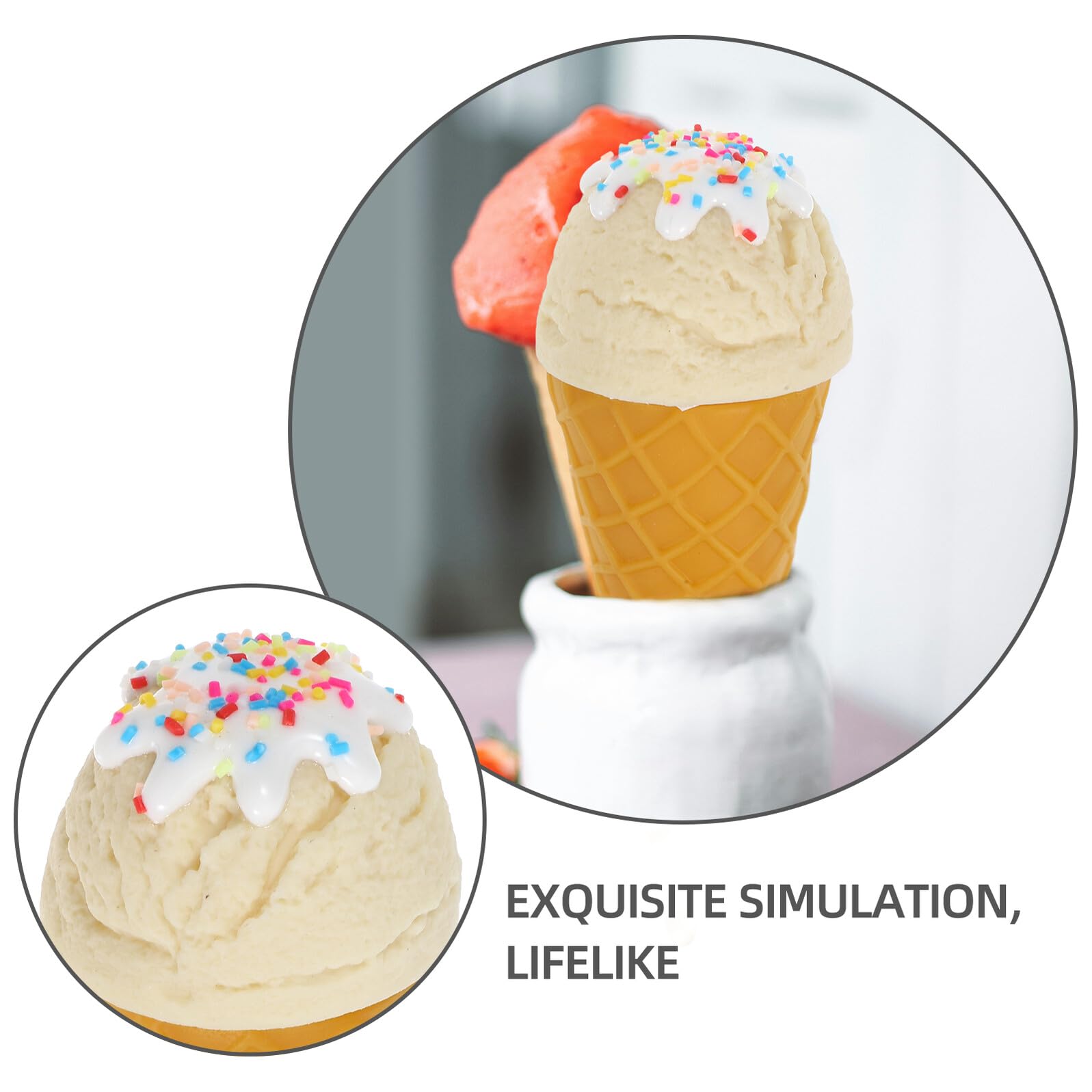 Figura de waffle de helado, blanco, artificial, accesorio para fotografía de alimentos, decoración y eventos temáticos