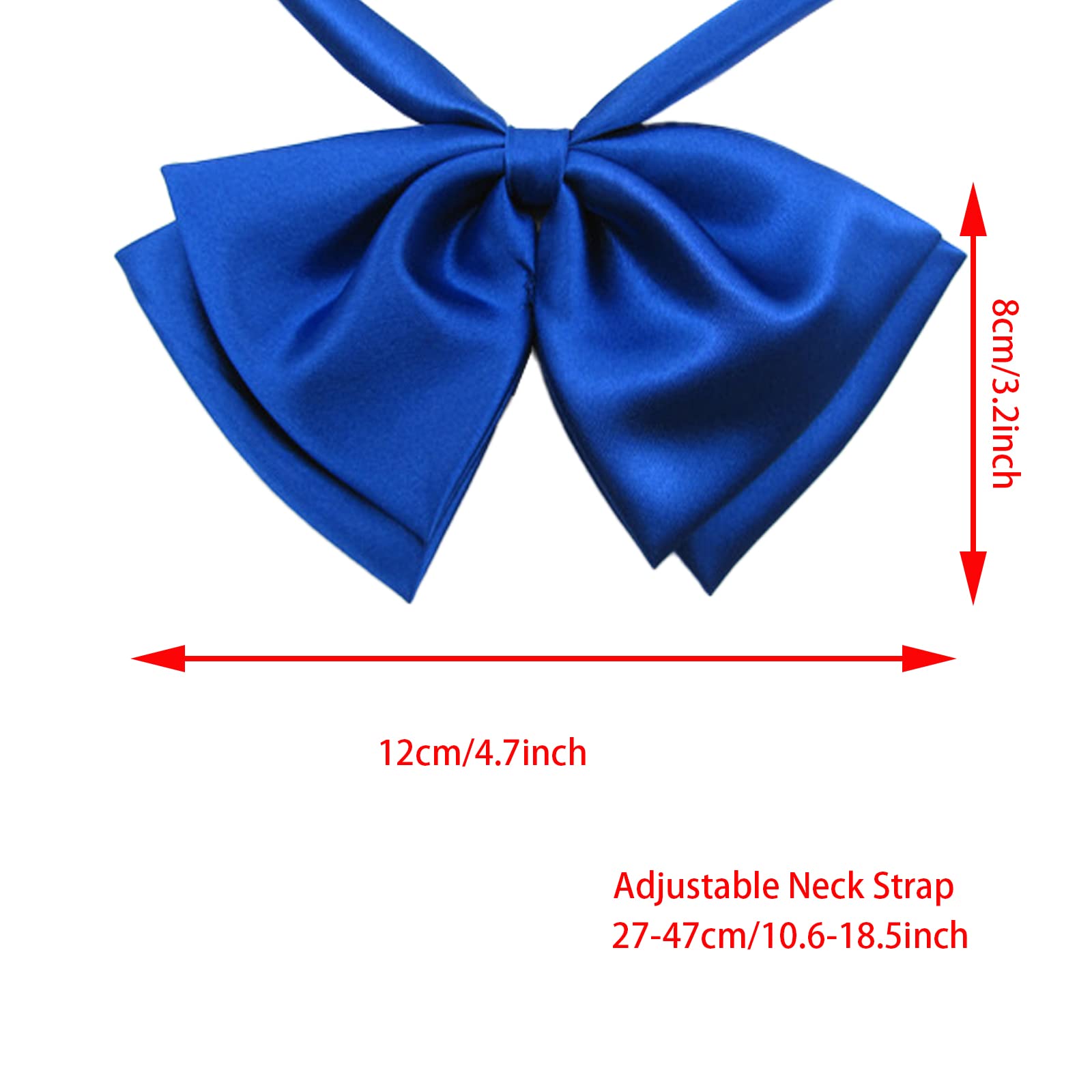 aoozleny Women Girl Pre-Tied Striped Adjustable Uniform Bowknot Bow Tie for Cosplay Costume (Pure Royal Blue)