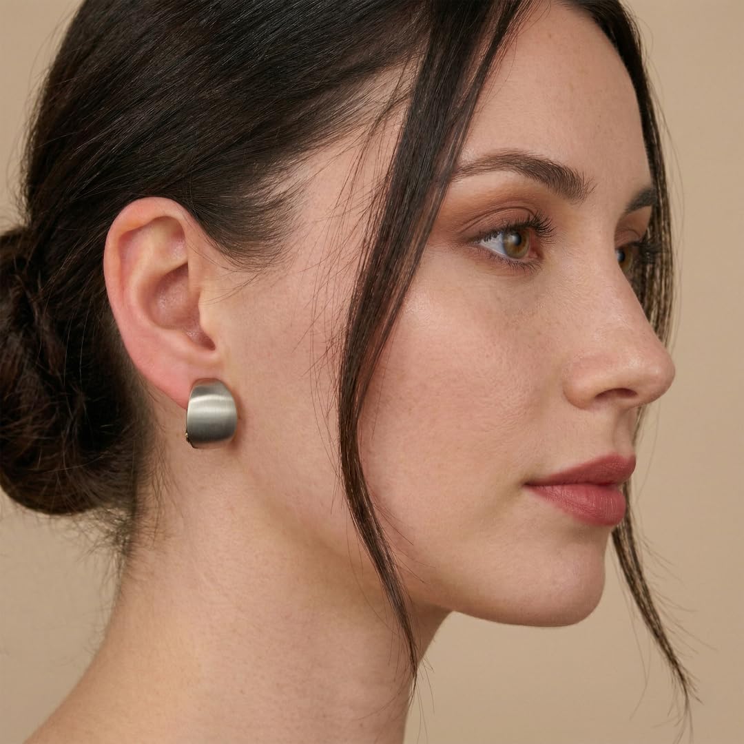 Traveller Ohrclip - Damen - Silberfarben - Satin-Finish - Oval - Platiniert - 20x14 mm - 157884