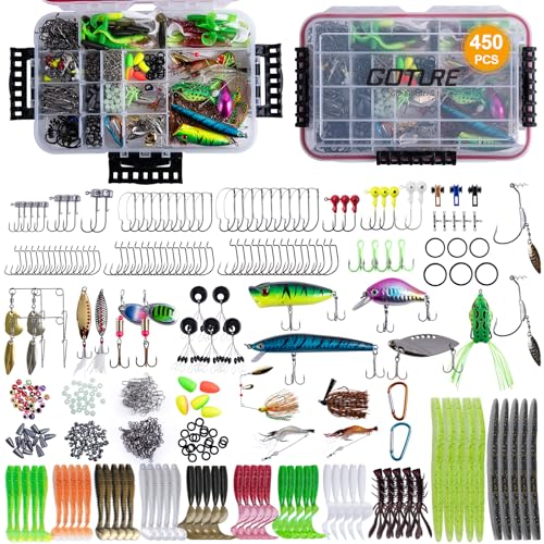 450-Piece Fishing Lure Accessories Kit with Tackle Box for Men