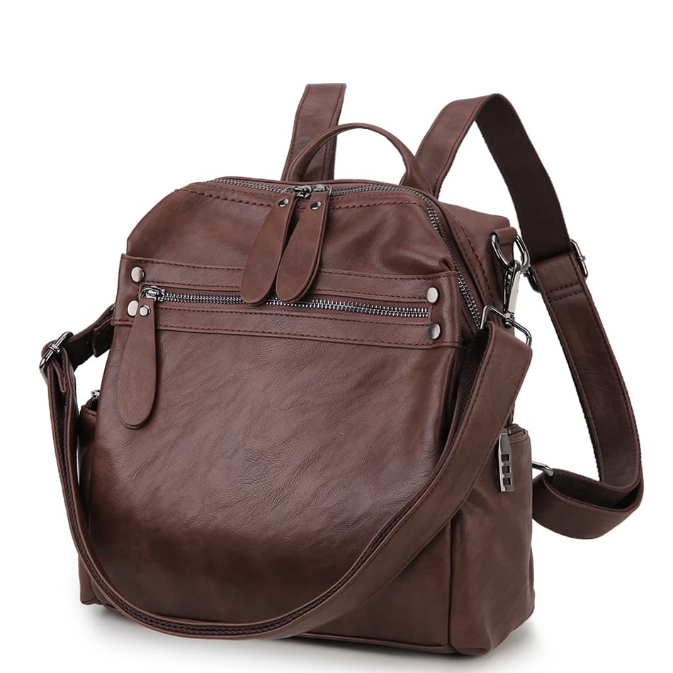 VX VONXURY Backpack Purse for Women, PU Leather Fashion Convertible Backpack Shoulder Bag Ladies Rucksack In 2 Ways To Carry