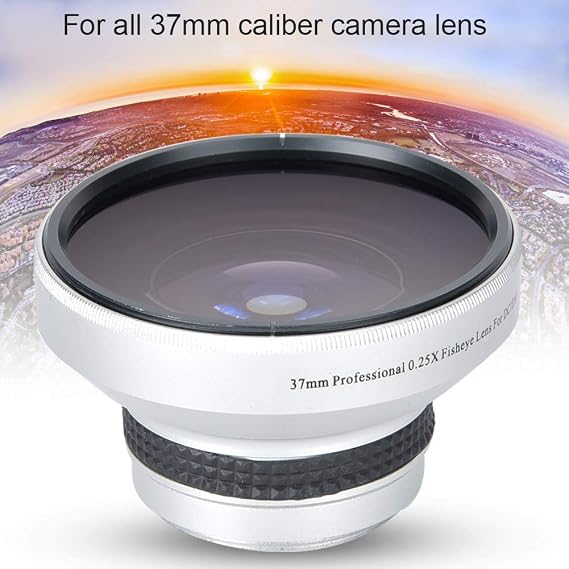 CCYLEZ 37mm 0.25X Super Fisheye Lens Additional Lens, Great Fisheye Lens Filter Adapter, Wide View Optical, Silver Strong Applicability for 37mm Caliber Camera Lenses