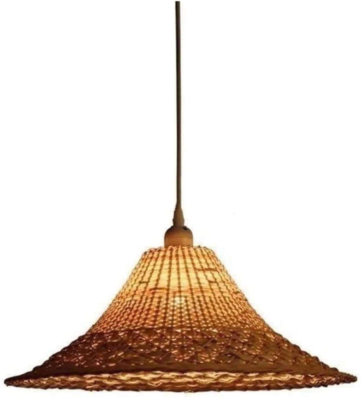 ZHANGLEuropean Style Simple Natural Bamboo Art Lamp Shade Chandelier, Creative Handmade Rattan Pendant Lantern Single Head Chandelier E27 Tea House Restaurant Bar Coffee Shop Club Ceiling Lamp