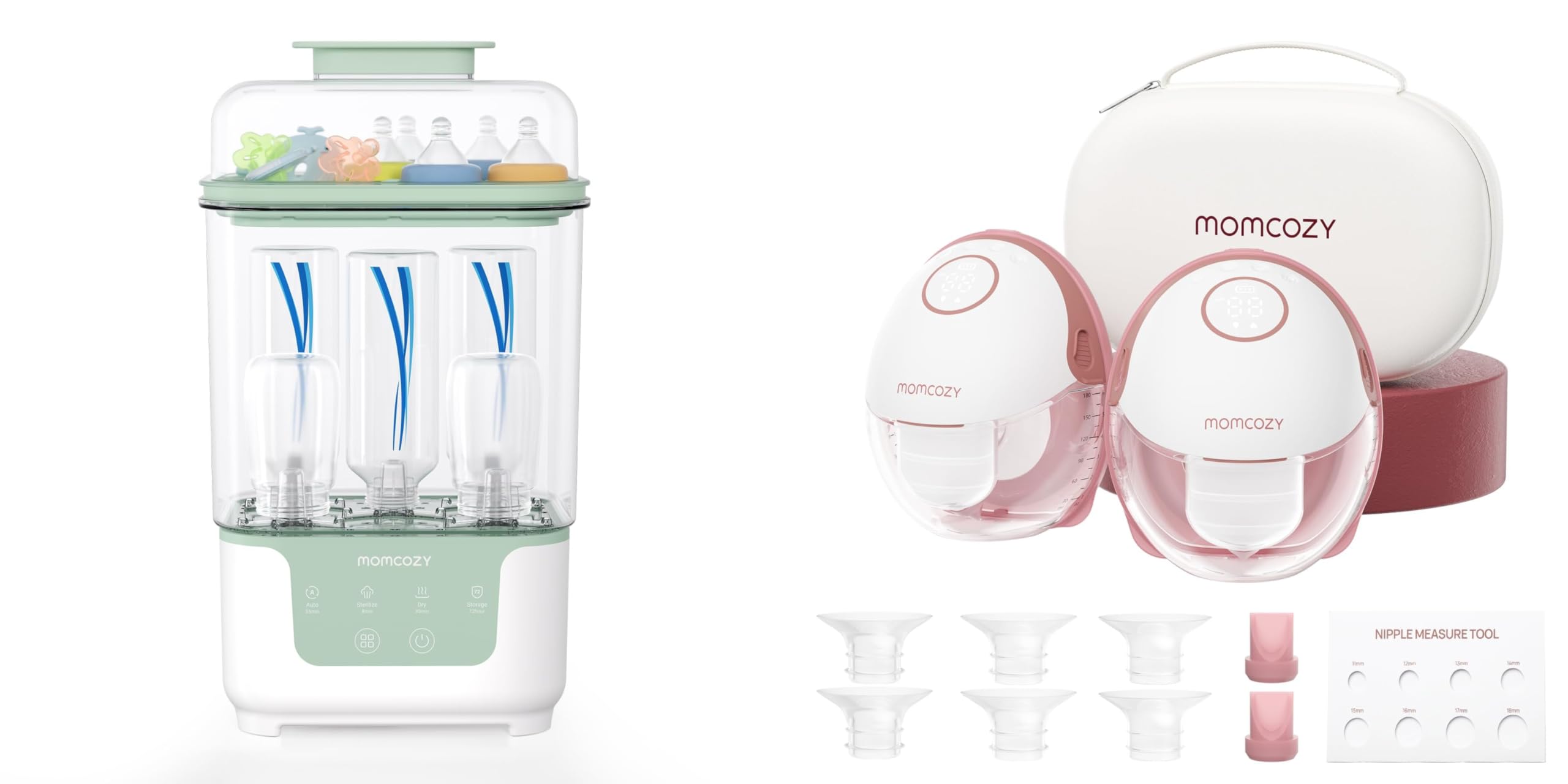 Momcozy Sterilizzatore e Asciugatrice per Biberon, Capacità 6 Biberon, Sterilizzatore Compatto 4 in 1 per Biberon,Momcozy Tiralatte a Mani libere Mobile Style | M6, Ritmo Ideale per Più Latte, Flangia