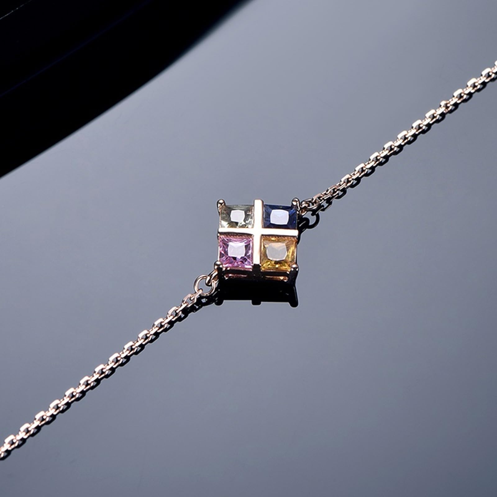 Bracciali Oro Rosa 750/585/375, Bracciale con Pietra Zaffiro 0.78ct 16-18 cm Estensione 4 cm, Braccialetto Donna Matrimonio