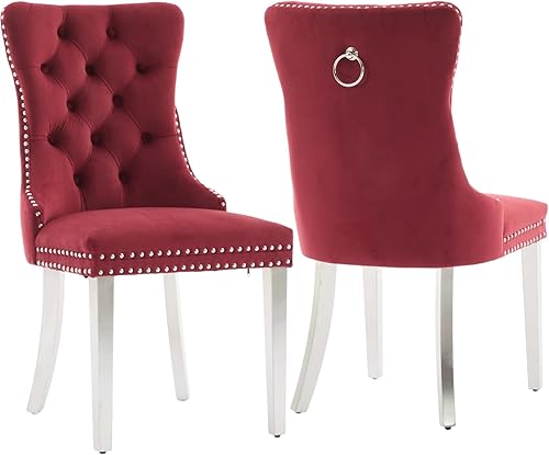 Miniatura 34 de Juego de 4 Sillas de Comedor Modernas de Mediados de Siglo, Tapizadas en Terciopelo Beige con Espuma Rellena, para Cocina y Comedor, con Patas de