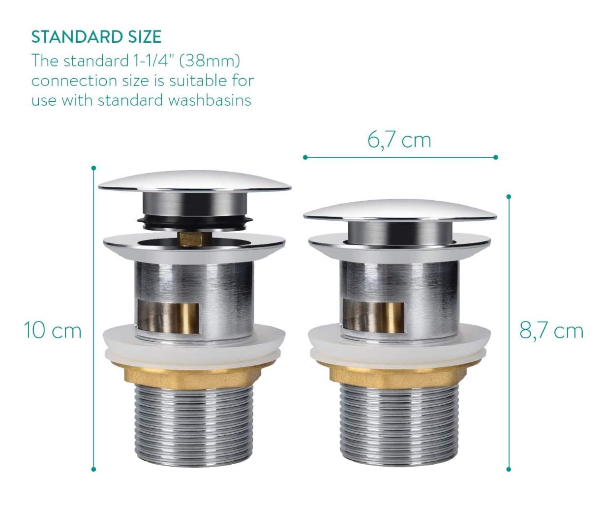 Balneo Válvula Click Corta Con Rebosadero, Para Lavabo, Acabado Cromado Laton 90150288