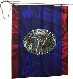 Silk Style Flag of Belize Shower Curtain for Bathroom 72x60 Inches Waterproof Fabric Shower Curtain Premium Bathroom Accessories Heat Resistance
