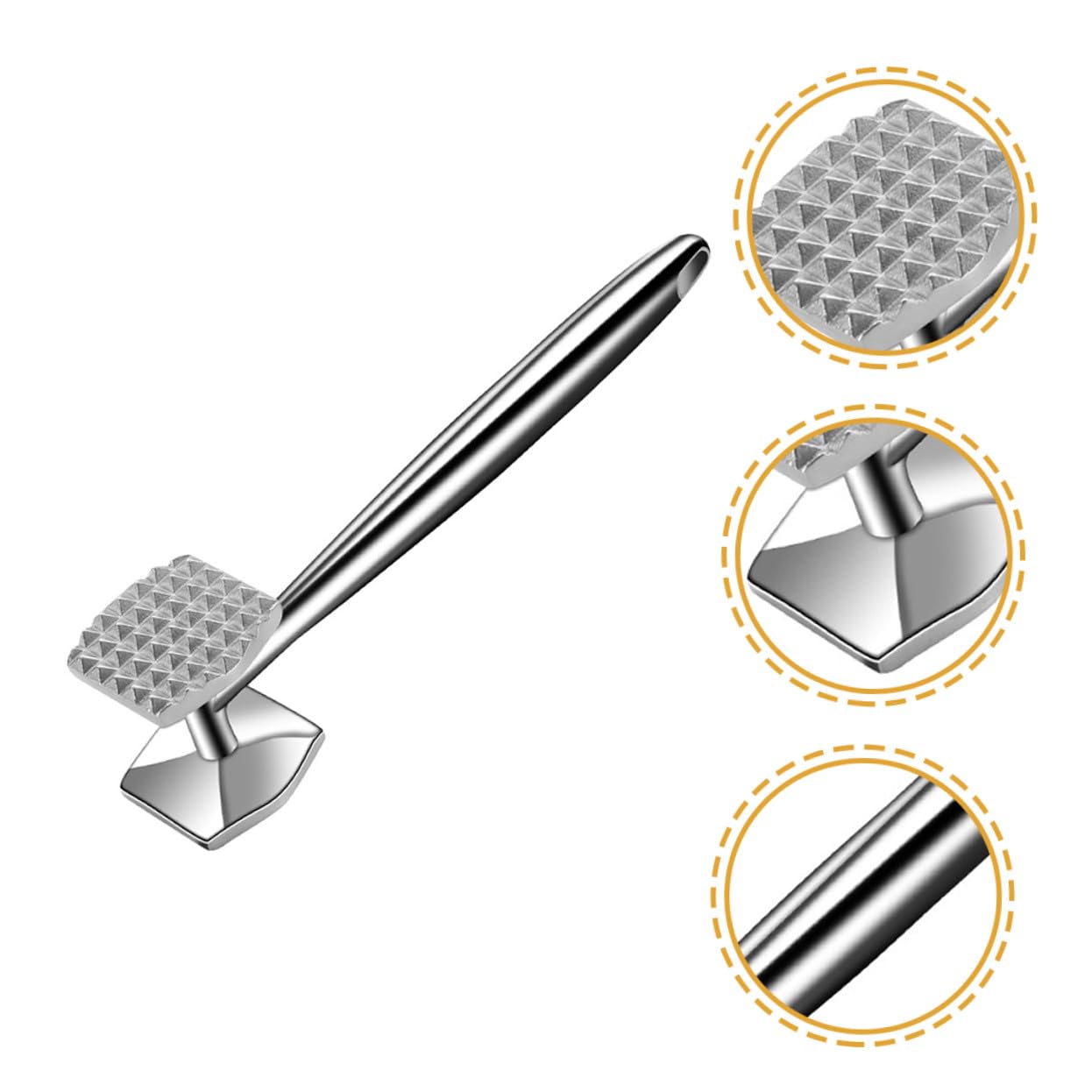 Edelstahl Fleischklopfer mit Ergonomischem Griff Fleischzartmacher Hammer für Steak und Geflügel Vielseitiges Küchenwerkzeug mit Rutschfestem Griff und Aufhängeöffnung für BBQ und