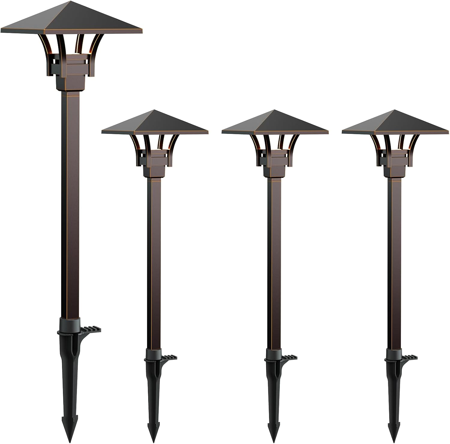 GOODSMANN Landscape Lighting Low Voltage Landscape Path Lights Oil Rubbed Bronze 4PK Path Lights Low Voltage 4W LED 32 Lumen 3000K Warm White with Cable Connectors
