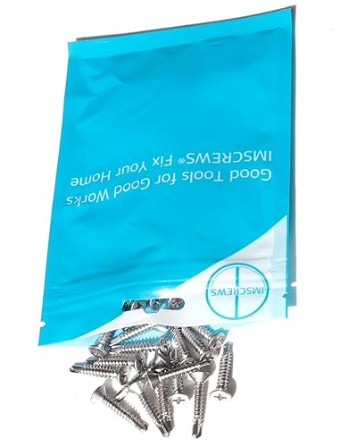Miniatura 6 de IMSCREWS - Tornillos autoroscantes de metal #14 x 1 pulgada, 50 piezas, cabeza plana, acero inoxidable Phillips 410, tornillos autoperforantes de