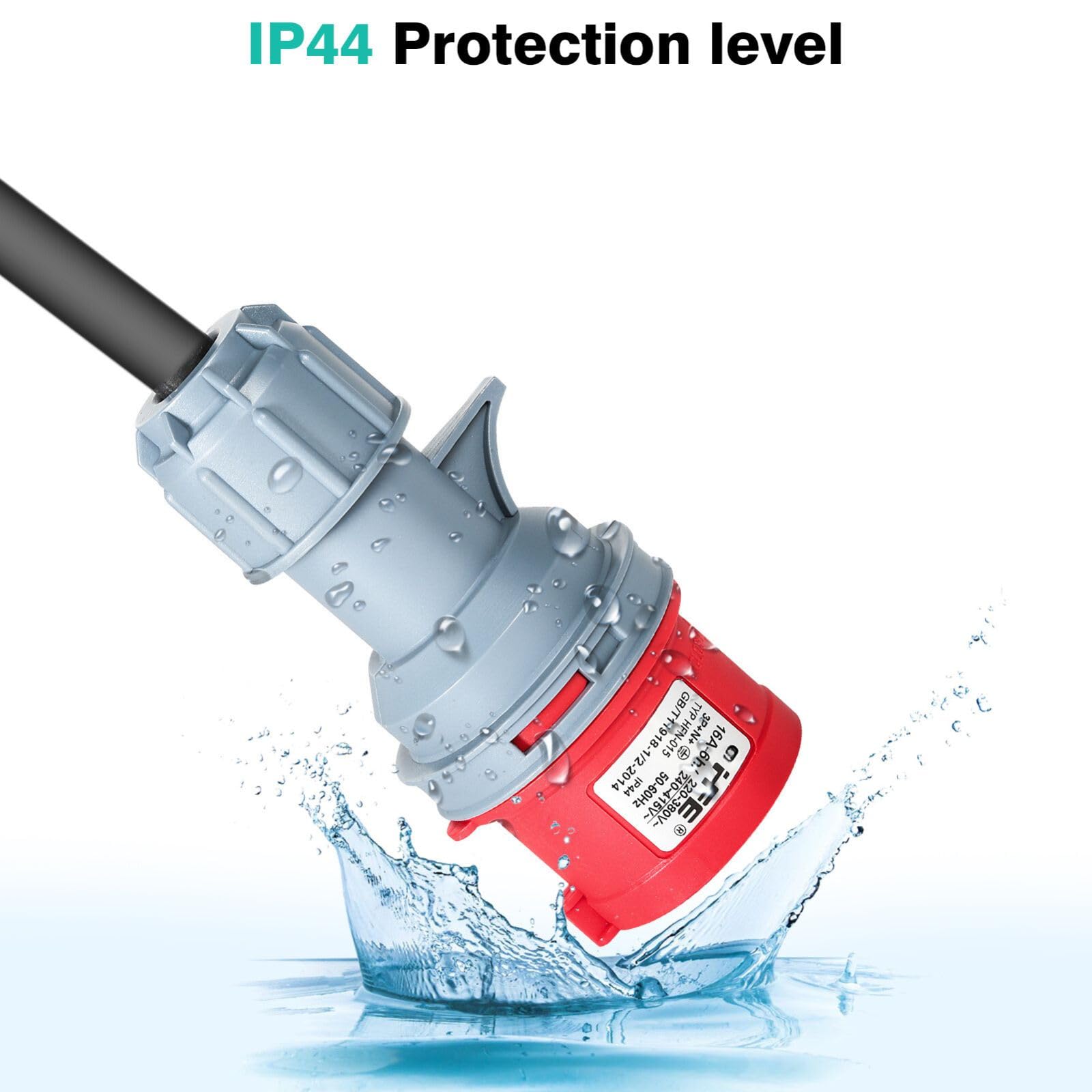 Jadeshay Enchufe Camping 16A 400V Adaptador Industrial con Toma Schuko y Enchufe CEE 5 Pines Cable Adaptador IP44 Impermeable Adaptador Industrial para Exterior Obra de Construcción Caravana Barco