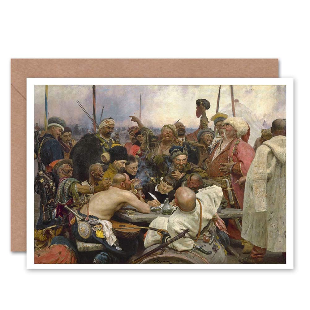 Wee Blue Coo Blue Wee Coo Ilya Yefimovich Repin Cossacks Old Master Painting Blank Greetings Card