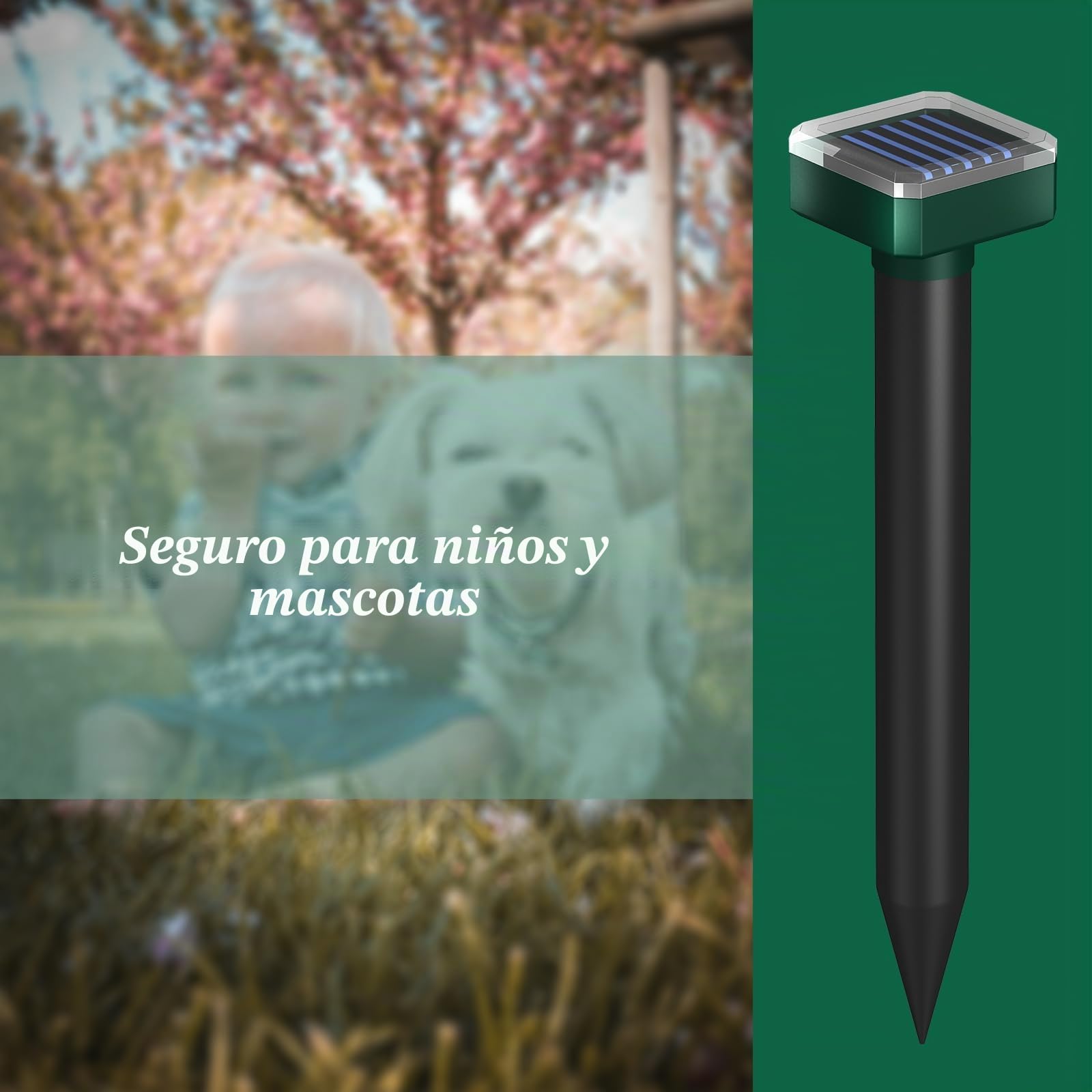 Potente repelente de serpientes para patio y exteriores, serpientes lejos, repelente solar sónico impermeable, seguro para mascotas y niños, mantiene a las serpientes lejos del garaje, césped, hogar