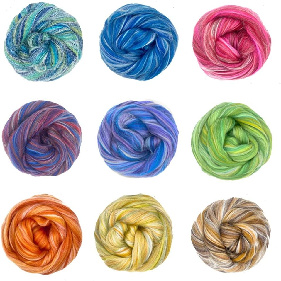 Revolution Fibers – Constellation Range Roving 12 Color Pack (300 Grams / 10.5 Oz) | Tonal Blend of 70% Dyed Merino and 30% Tussah Silk Combed Top | Fiber for Felting, Spinning