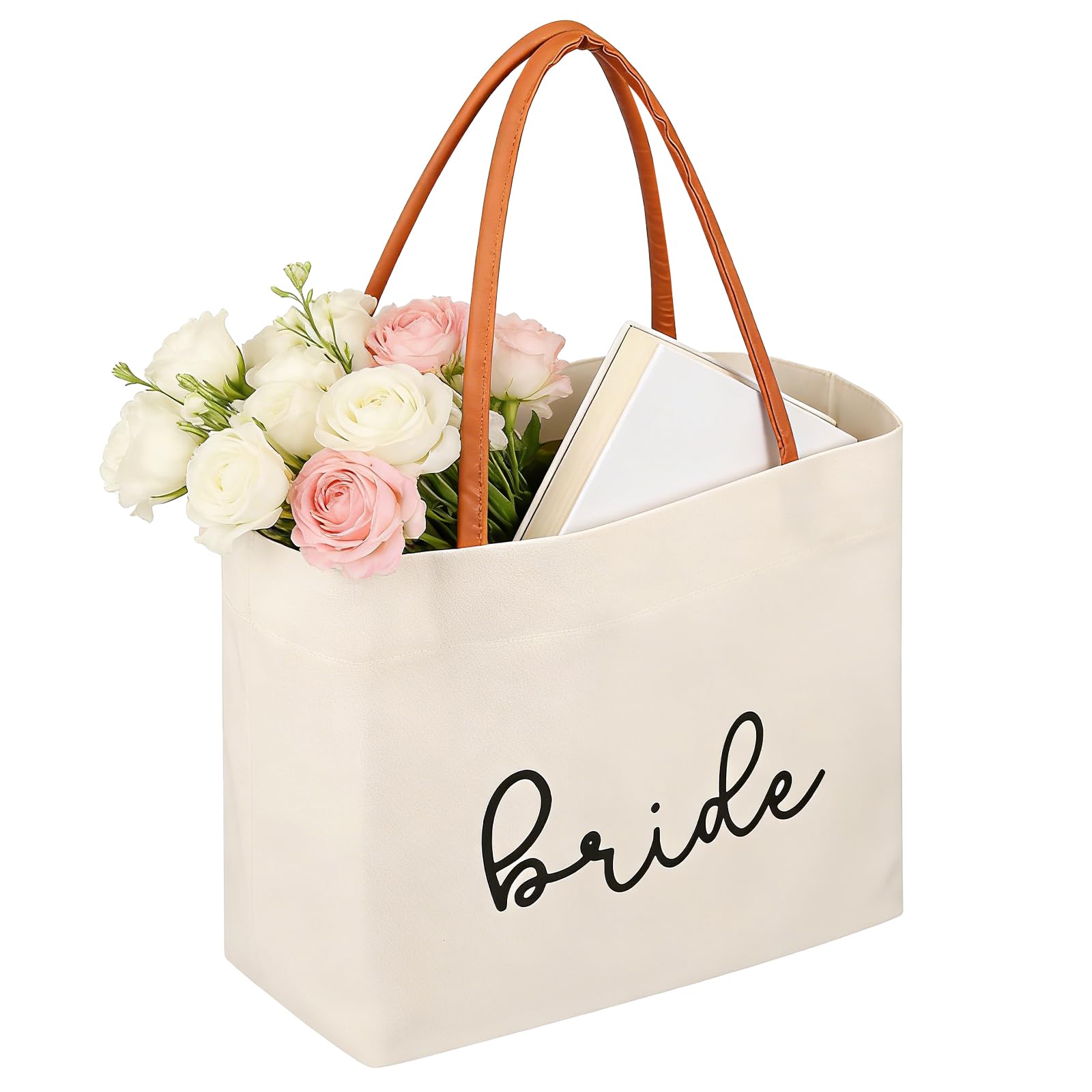 VAVPUP Bride Tote Bag Bride to be Gifts for Bridal Shower,Engagement,Wedding,Bachelorette Party,Honeymoon,Beach,Travel(Beige,1pcs)