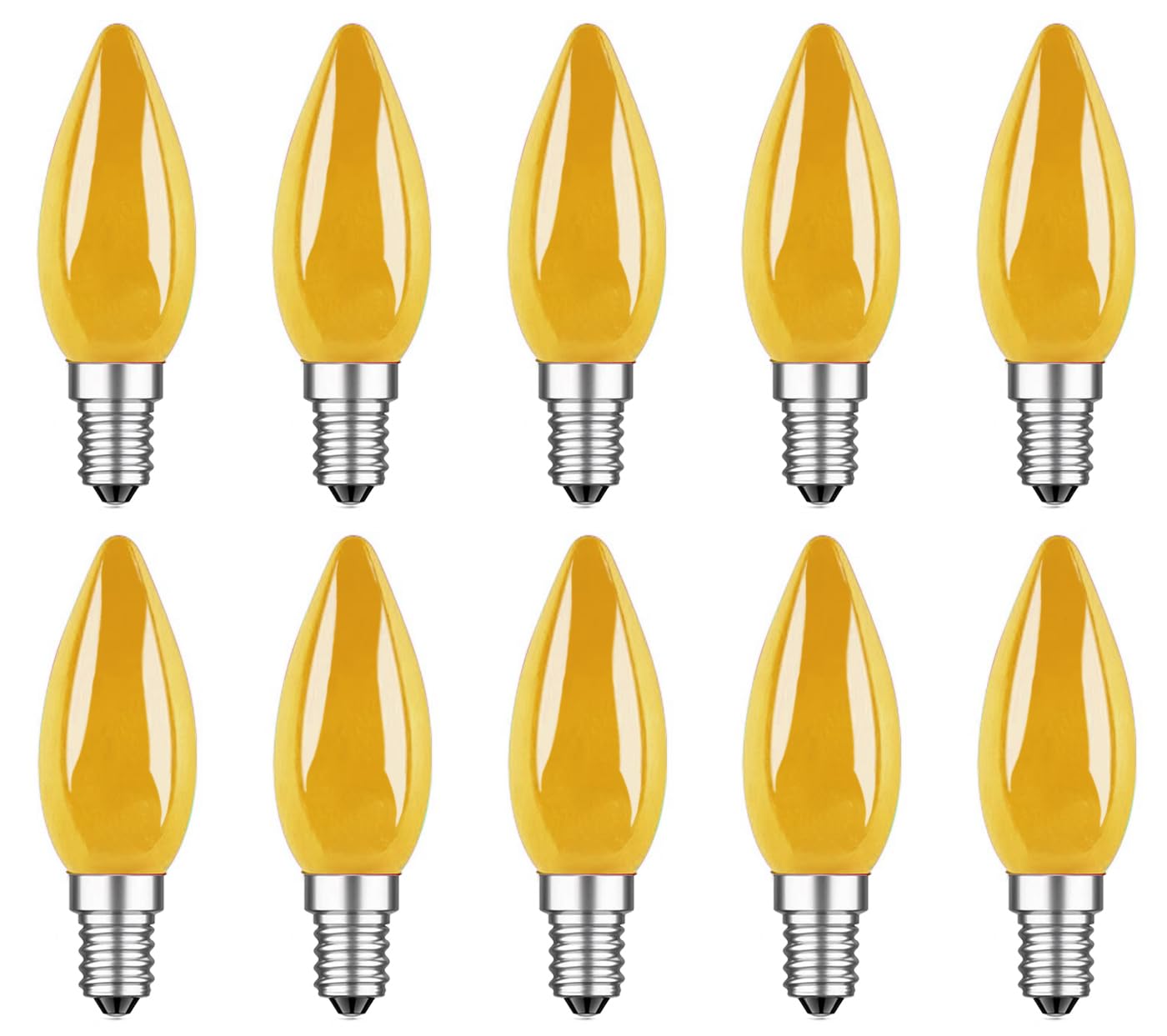 ZFQ E14 Coloured LED Light Bulbs 1W, SES Small Screw Light Bulbs, Yellow Decorative LED Bulb, Decoration for Fairy Lights, Christmas, Halloween, Party, Gathering, Bar, Ambient Lighting, Pack of 10 — image 1