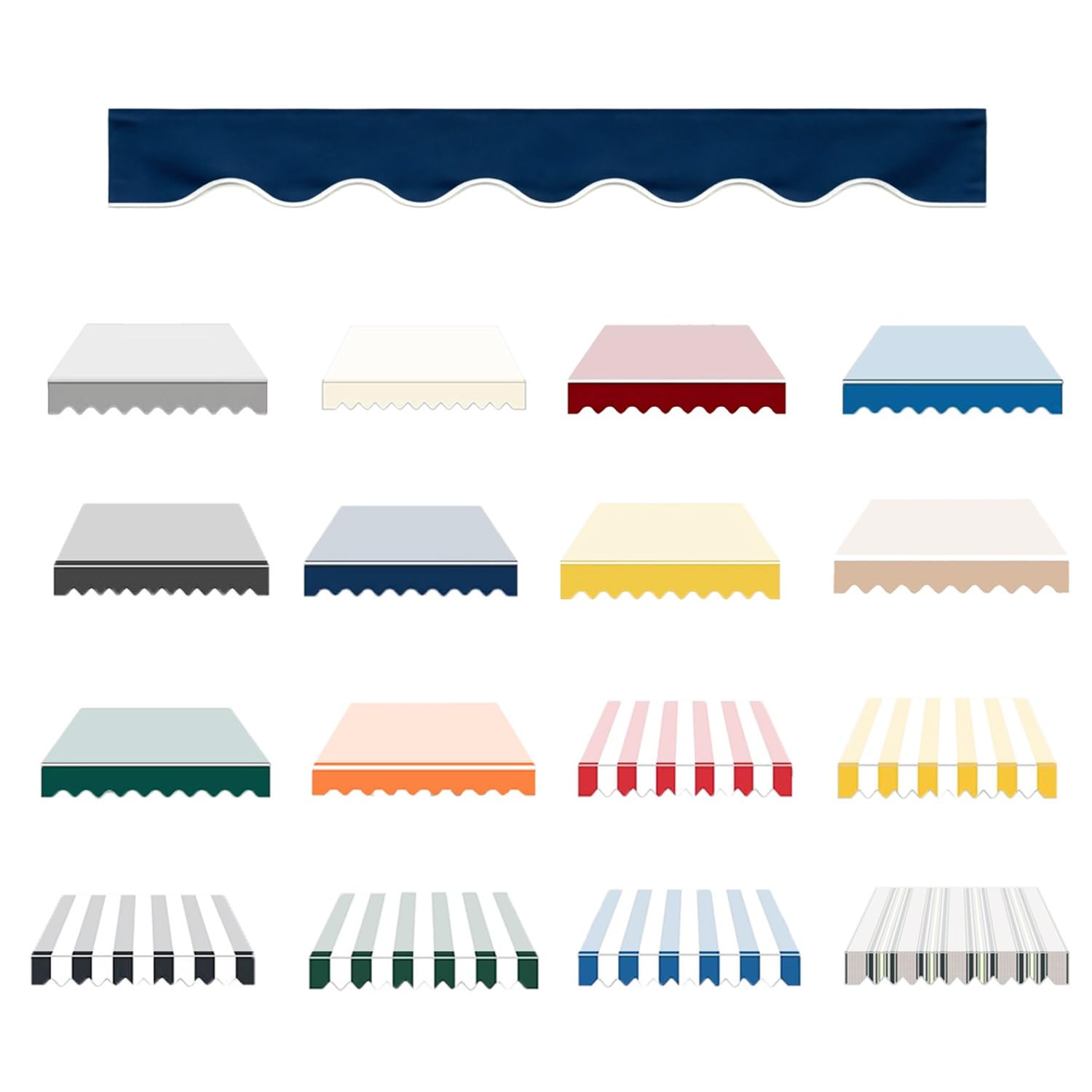 Awning Replacement Fabric Valance, Waterproof UV protection Canvas Cover, Sun Shade Shelter Solid or Striped Valance Canopy with Spline for Terrasse Patio Garden Balcony(Dark Blue,350cm)