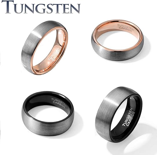 Anillo De Carburo De Tungsteno Negro Biselado Centro Rojo | Meses Sin