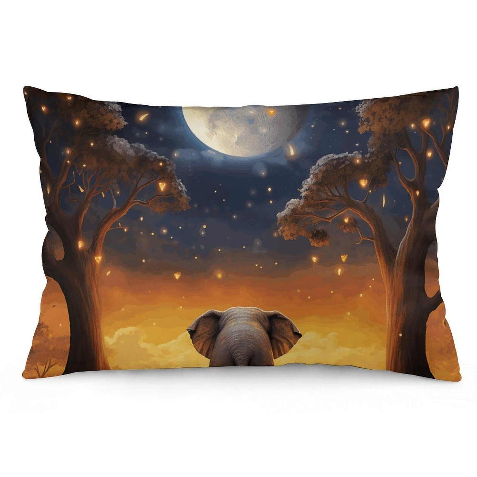 Velvet Pillowcases Standard Size 12 "x20, Ultra Soft Breathable Pillow Cases for Bed, Luxury Cozy Fuzzy Pillow Shams, Lumbar Pillow Cover, Animal Elephant Owl Tree Moon Star Cushion Case Home Decor