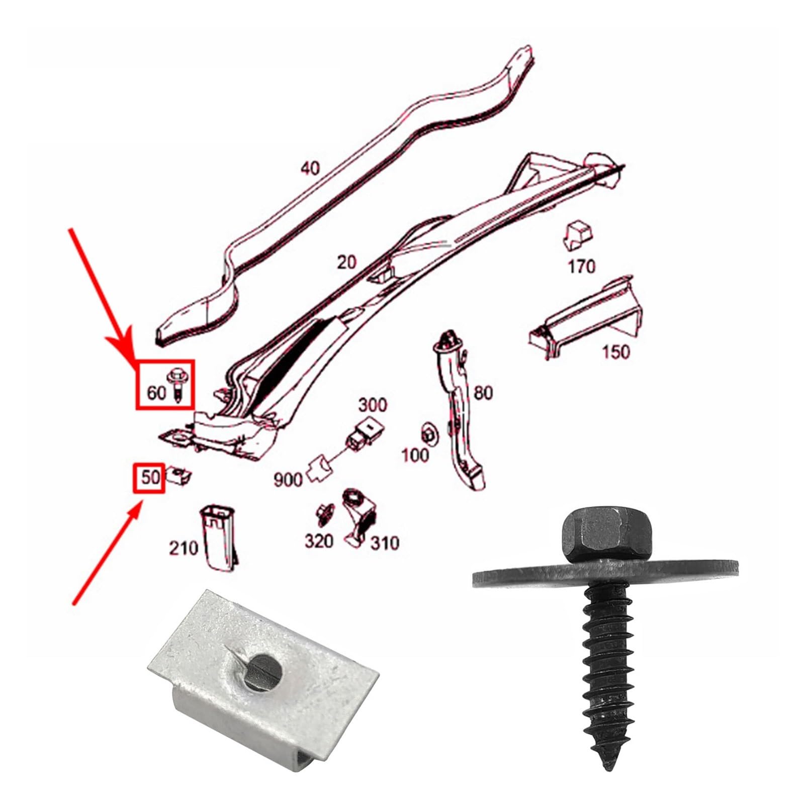 20X for W202 W203 W204 CES SL SLK chasis cubierta del motor placa contra salpicaduras tornillos pernos tuercas 2019900536 0019949845
