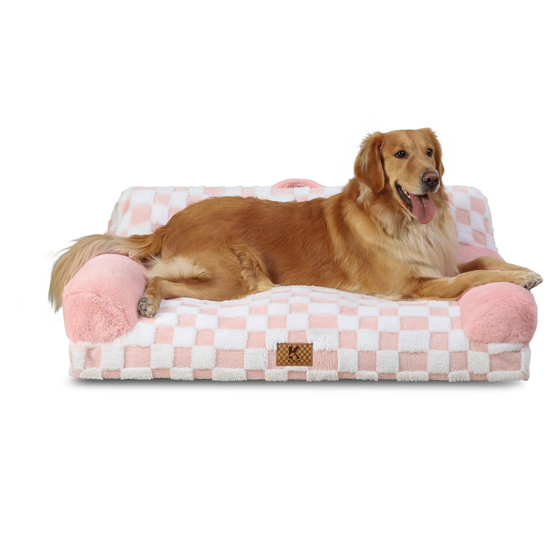 Canapé panier chien rose lavable et lit orthopédique confortable