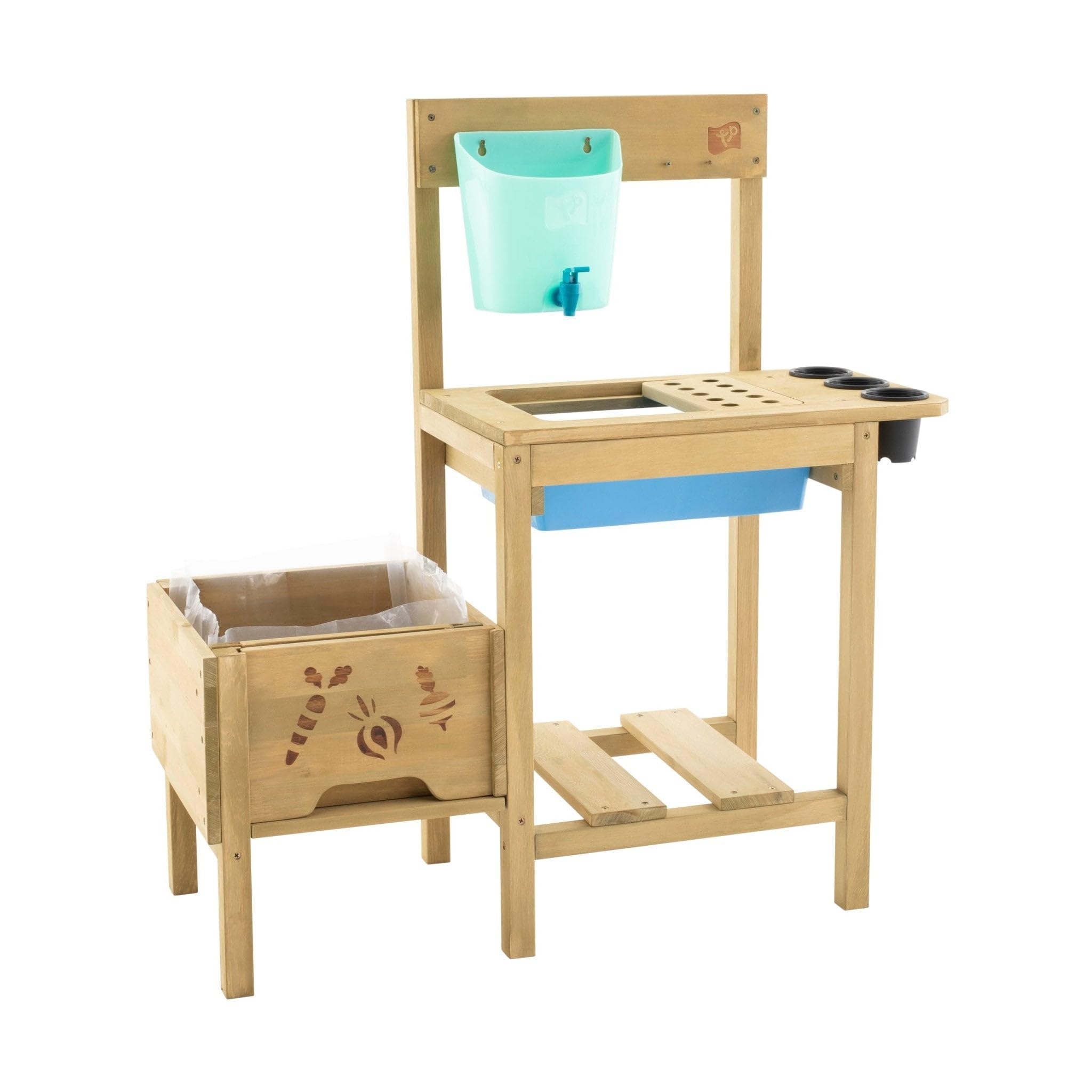 TP Toys Pflanzbank – eine Gartenstation zum Anbau Ihres eigenen Gemüse, Pflanzen und Blumen – ideal für Kinder ab 3 Jahren, Holz, 93,5 x 37,5 x 12 cm (677)