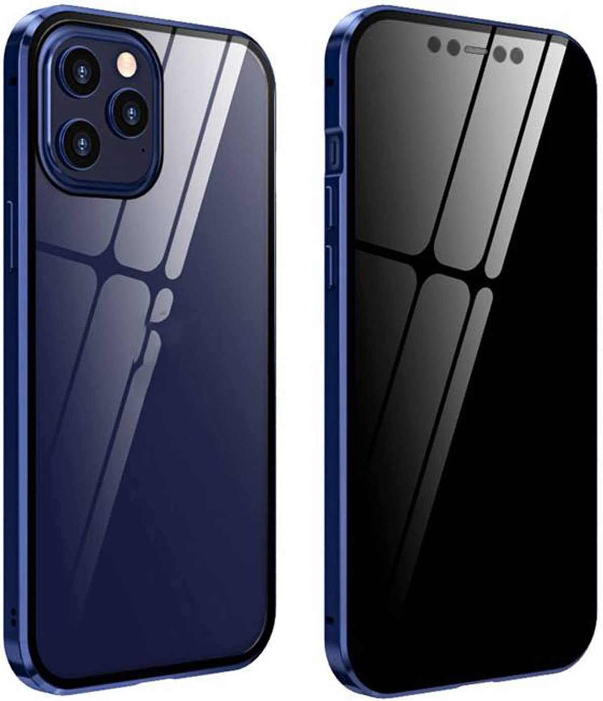 Coque iPhone 14 Pro antichoc anti-peeping protection intégrale aimant verre trempé bleu