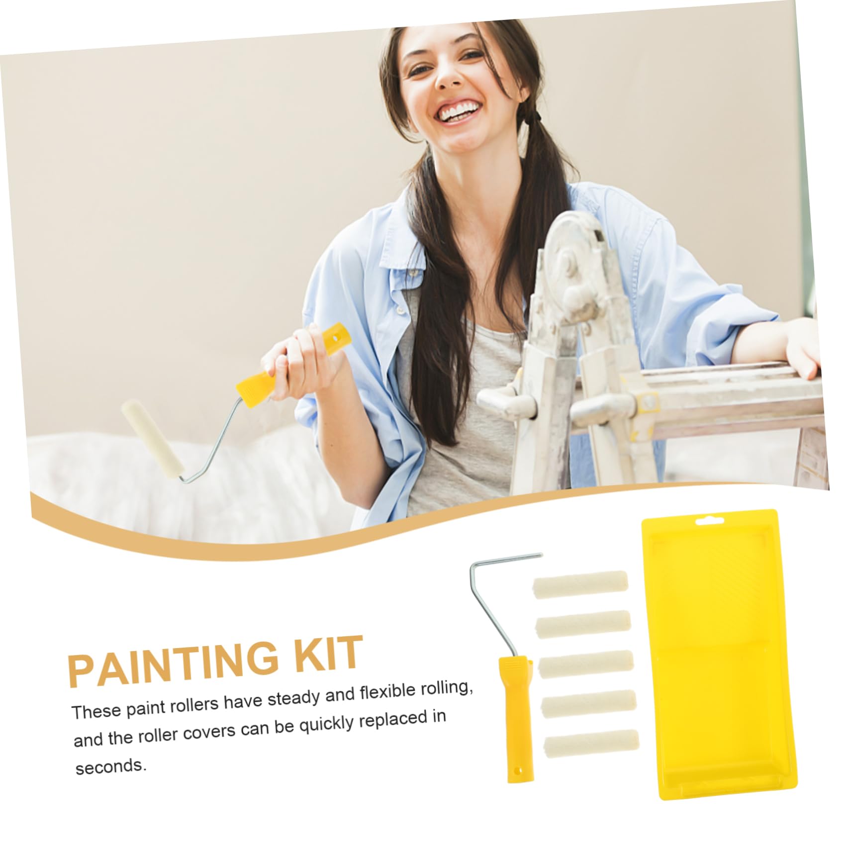 Homoyoyo 4ensembles Kit De Peinture Complet Support Et Plateau Pour Décoration Intérieure Murs Et Meubles Polyvalent Outils De Peinture