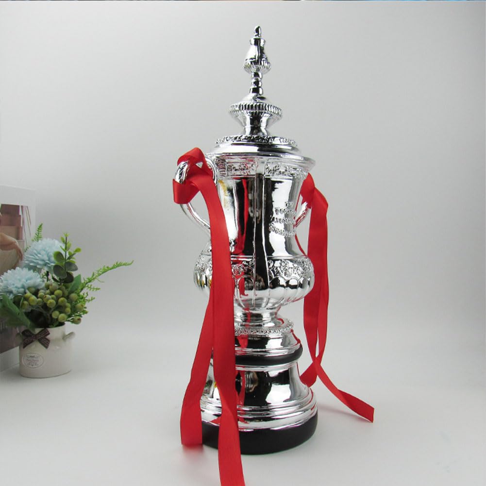 Trofeo Campeón FA Cup Inglaterra en Resina Plateada, Réplica de los Trofeos del Campeonato de la Liga de Fútbol Inglesa Fans Artículo Coleccionable Navidad Regalo Decoración,44cm/17.3in